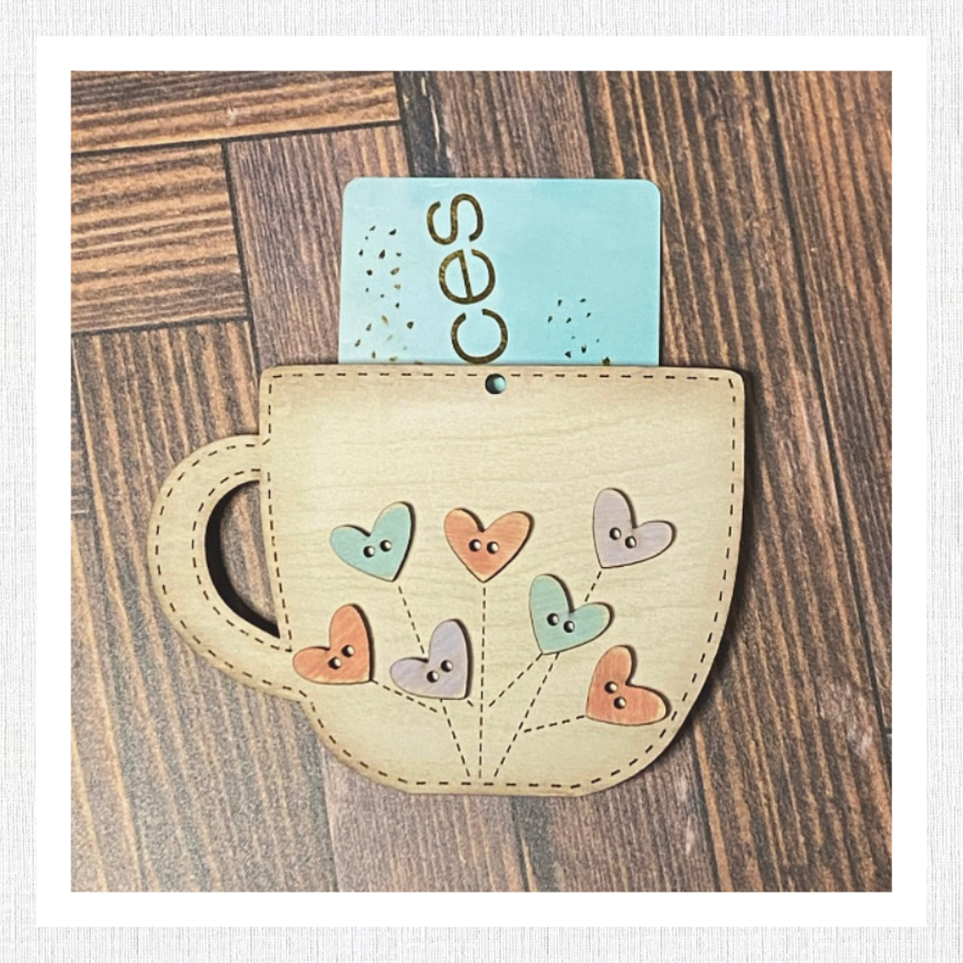 WOOD BLANK Heart, Hot Air Balloon, Bee, Button Flower Mug Set