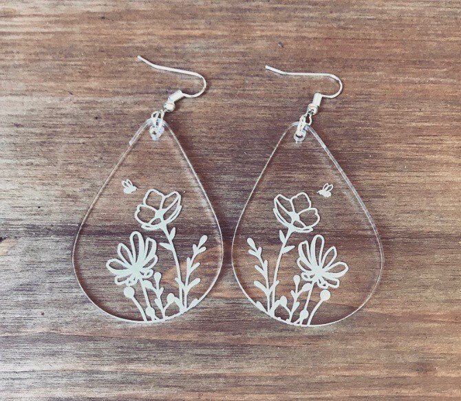 13 Bee in the Wildflowers Earrings File! Earring Template SVG Bundle