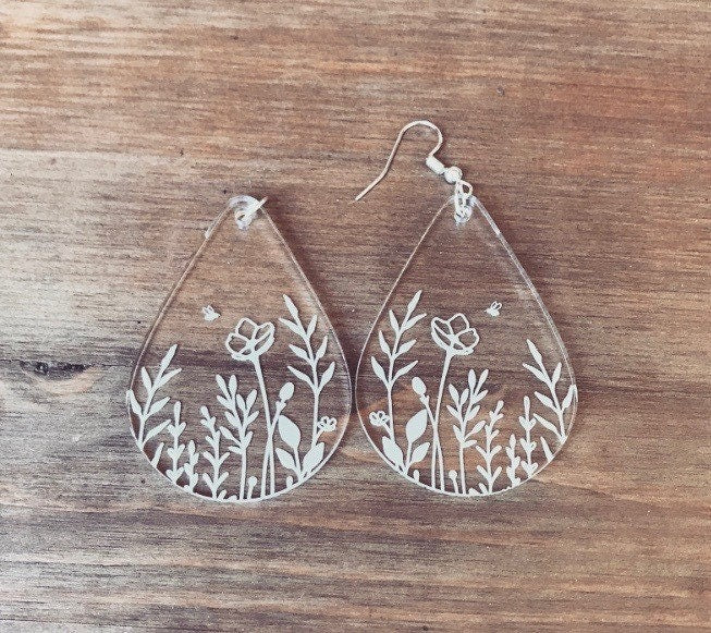 13 Bee in the Wildflowers Earrings File! Earring Template SVG Bundle