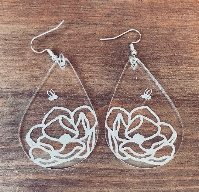 13 Bee in the Wildflowers Earrings File! Earring Template SVG Bundle