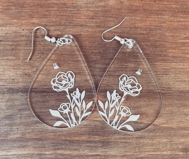 13 Bee in the Wildflowers Earrings File! Earring Template SVG Bundle