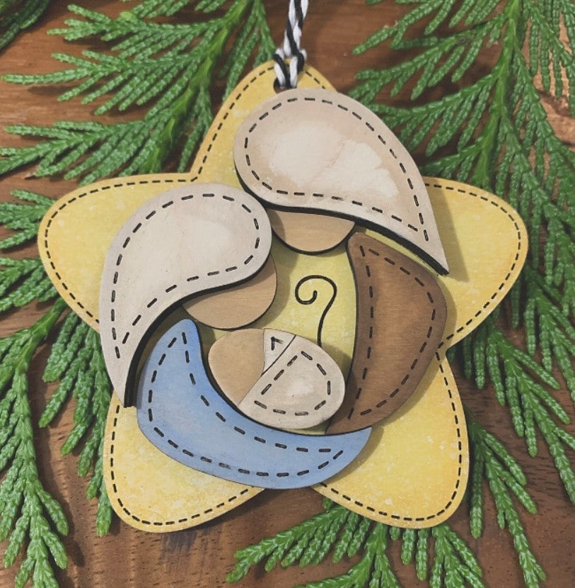 Hand Stitched Looking Nativity Manger Scene Ornament!